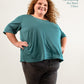 Plus Size women's ABB shirt with scoop neck and 3/4 length sleeves. 