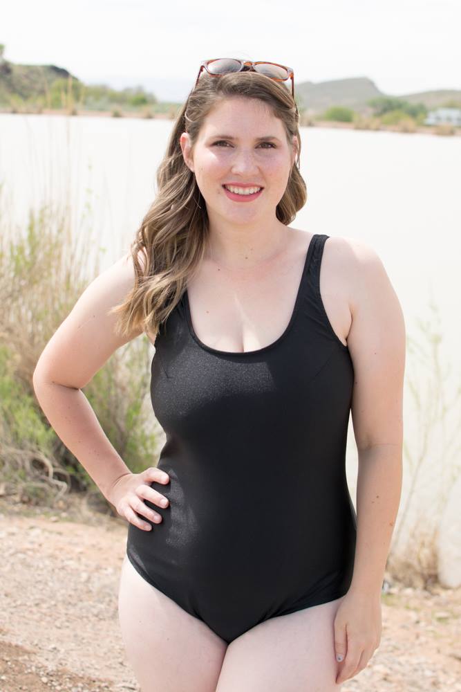 Photo of woman black wearing DIBY Club Amelia One-Piece Swimsuit