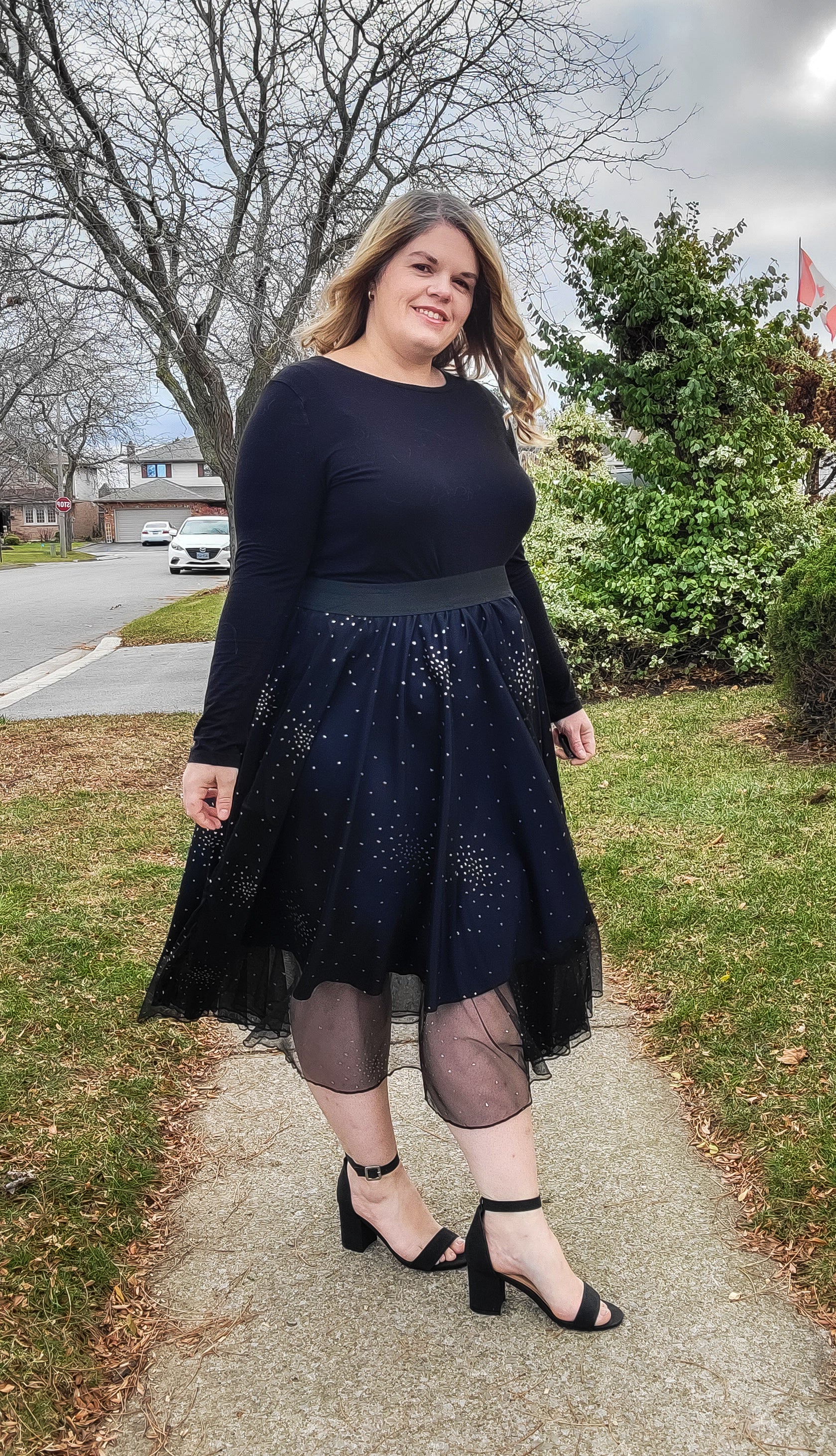 Black tulle overlay outlet skirt