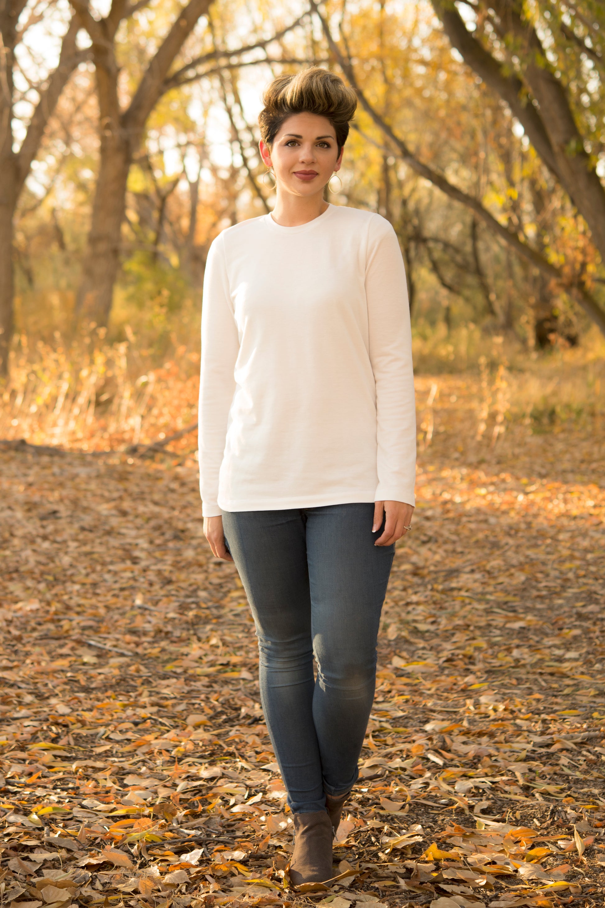 Women's ABB Shirt with long sleeves and high crew neck. 